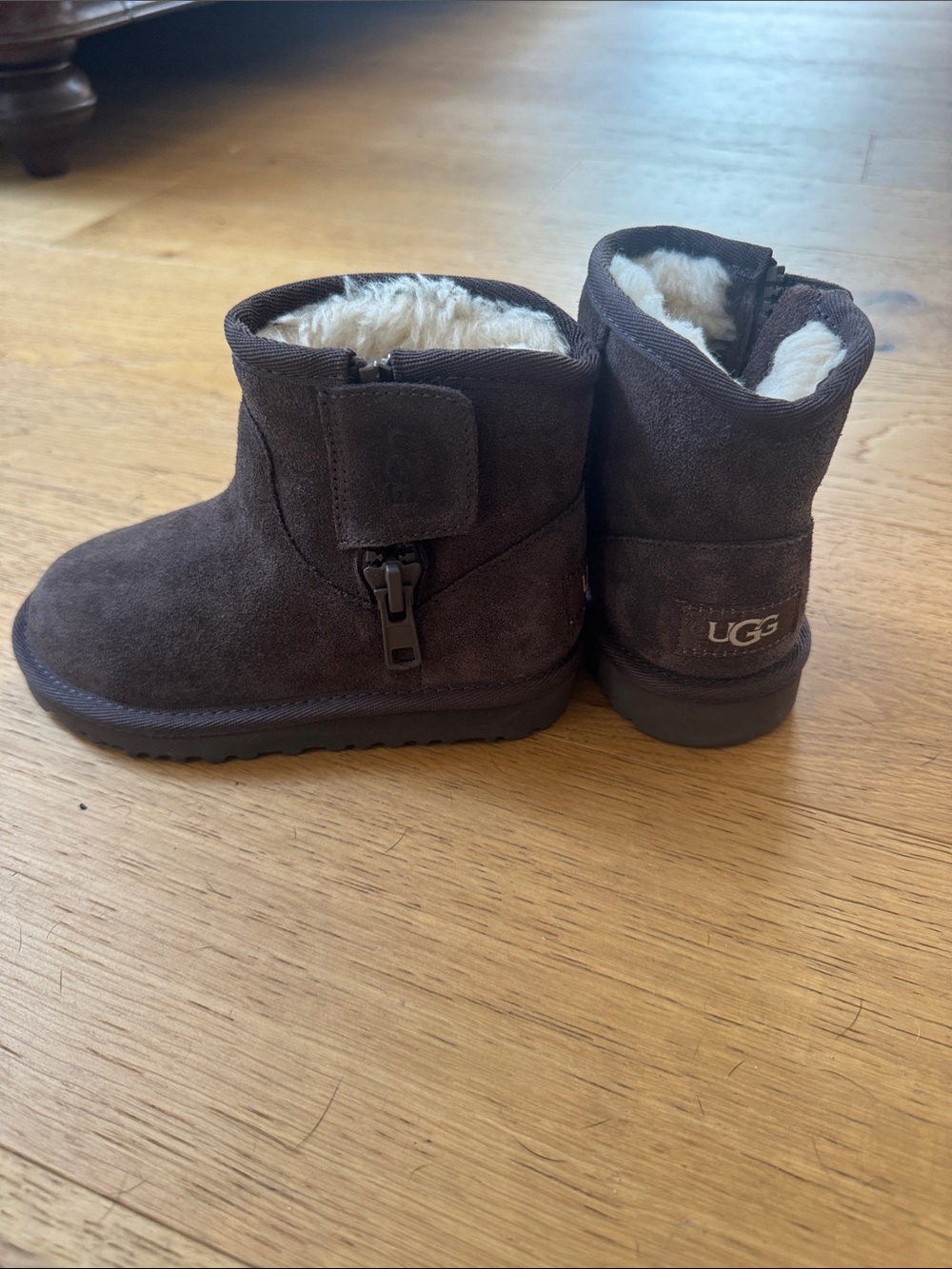 UGG Kids Chocolate Brown Suede Shearling Boots